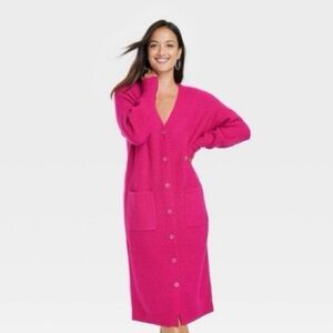 A New Day Button Front Sweater Dress